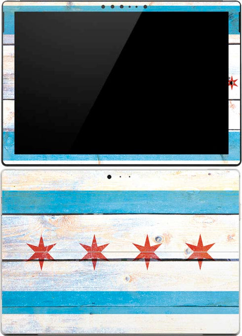 Chicago Flag Light Wood Surface Pro 4 Skin